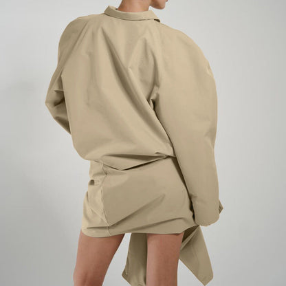 Trendy Asymmetric Hem Skirt Set with Button Detail