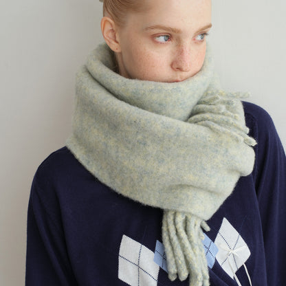 Chunky Tassel Solid Wool Scarf for Women