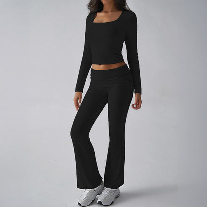 Casual Knit Long Sleeve Top and Pants Set