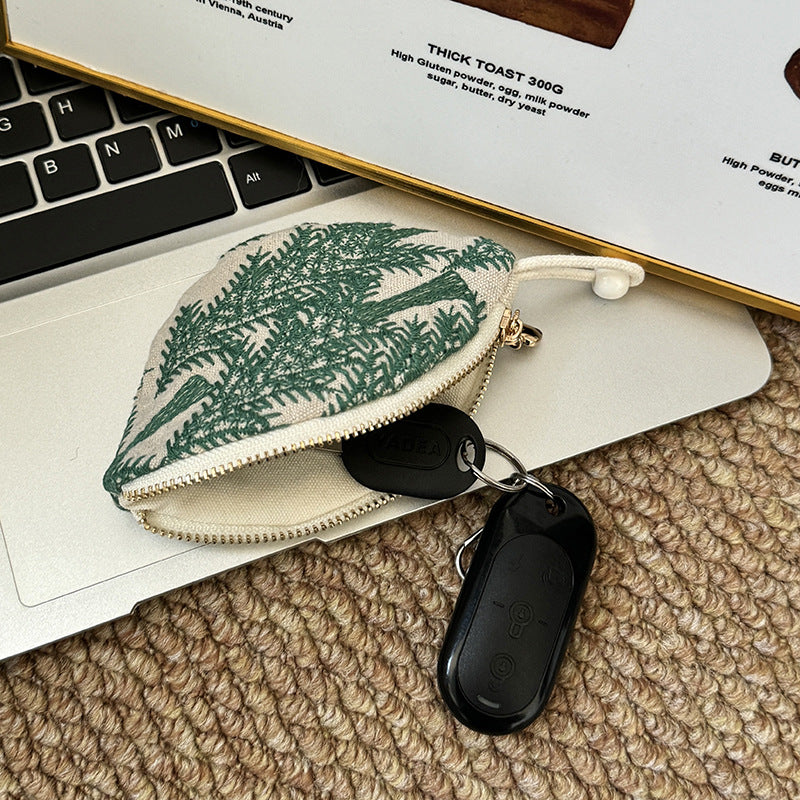 Minimalist Embroidered Mini Coin Purse Wallets