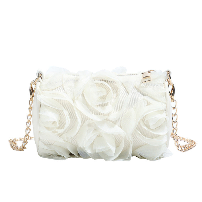 Trendy Floral Lace Cylinder Crossbody Bag