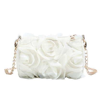 Trendy Floral Lace Cylinder Crossbody Bag