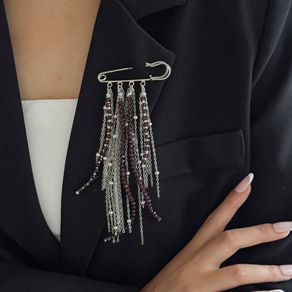 Trendy Geometric Crystal Beaded Brooch Pin - Funky Punk Style