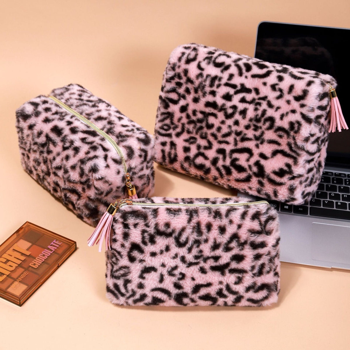 Leopard Print Plushed Large Capacity Makeup Bag