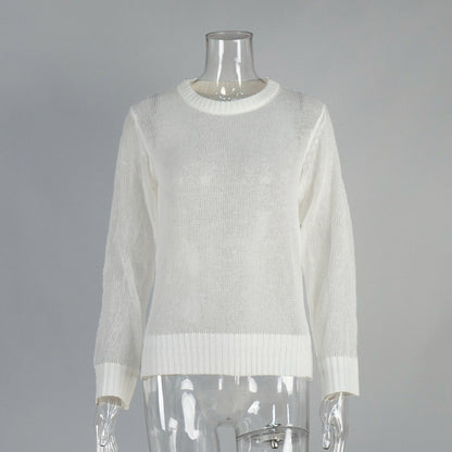 Comfortable Knit Sweater with Round Neck for Women