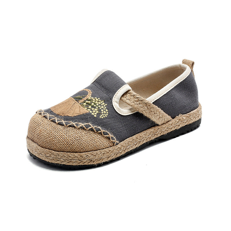 New Embroidered Shoes Flat-Heeled And Low-Top Embroidered Shallow-Mouthed Shoes Ethnic Style Cloth Shoes