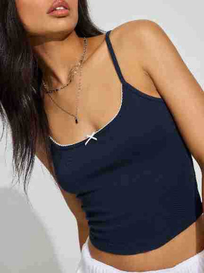 Backless Cami Top with Bow Detail Sexy Slim Fit