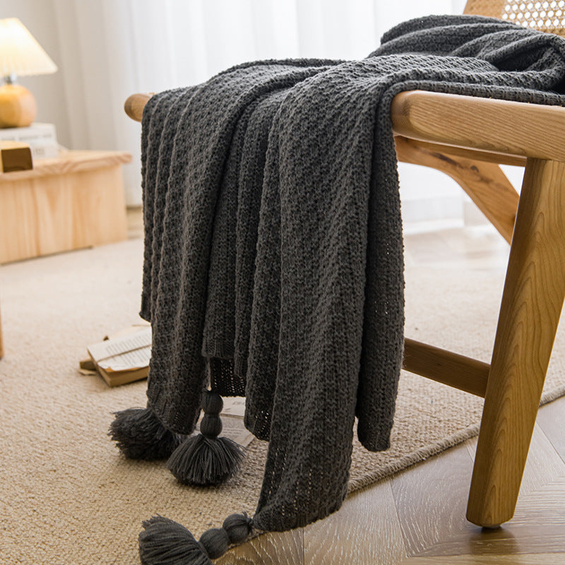 Simple Soft Cozy Tassel Blanket