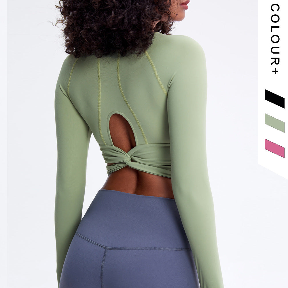 Quick-Dry Breathable Yoga High-Elastic Tight Shorts Stylish Long-Sleeved Fitness Yoga Top Girl