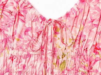 Casual Floral Print Spaghetti Strap Maxi Dress