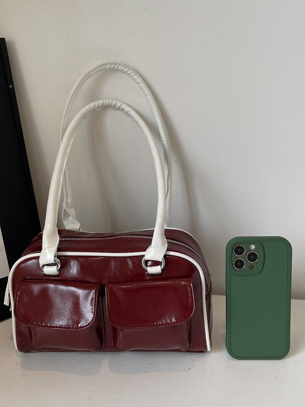 Trendy Color Block Shoulder Bag Spacious Tote for Women