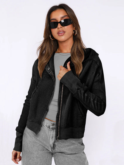 Zipper Front Hoodie Casual Chic Loose-Fit Sweatshirt