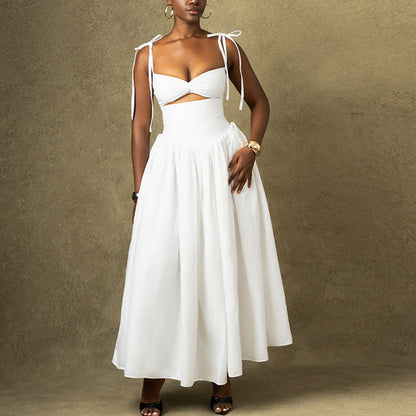Fashion Solid Color Maxi Dress Sleeveless A-Line Dress