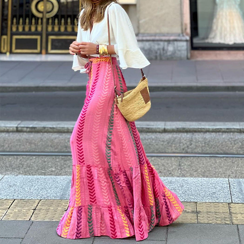 Autumn New Bohemian Women'S Fashion Casual Long Half Dress