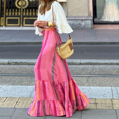 Autumn New Bohemian Women'S Fashion Casual Long Half Dress