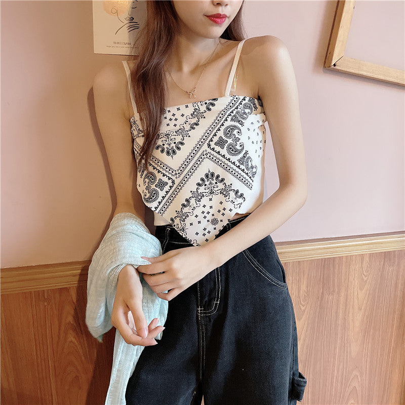 Cashew Flower Irregular Camisole Female Wearing Beauty Back Bottom Inside With Chest Pad Top Underwear Woman