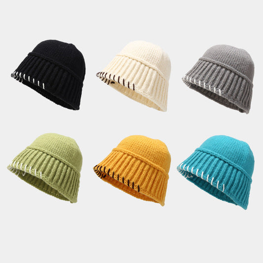 Solid Color Vintage Knit Bucket Hat