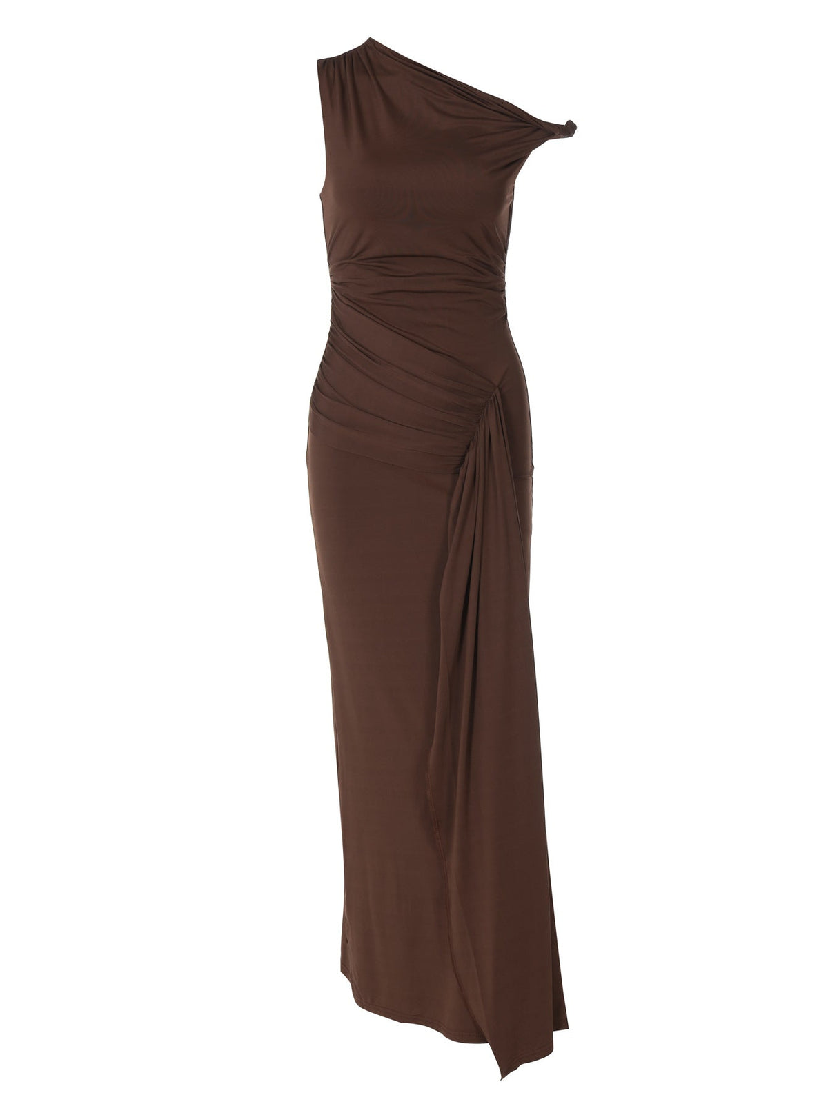 Elegant Asymmetrical Neck Sleeveless Midi Dress