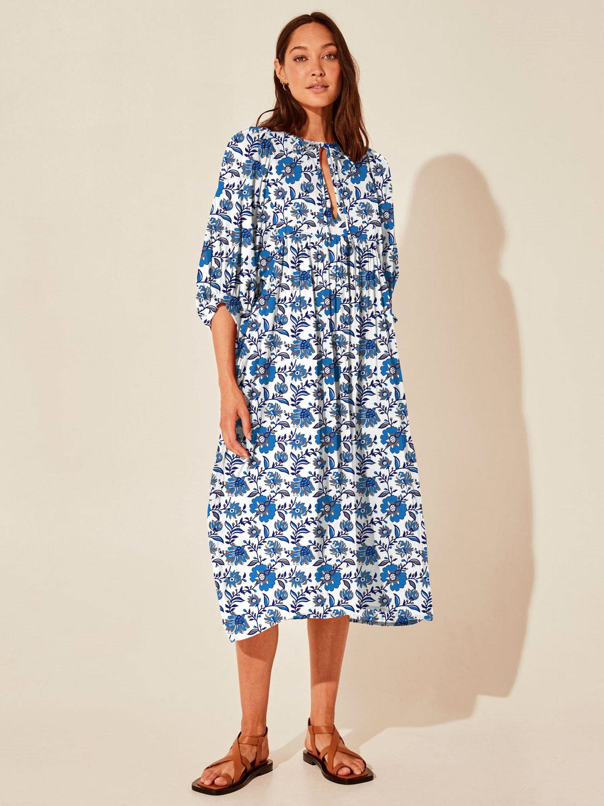 Vintage Floral Maxi Dress Relaxed Casual Style