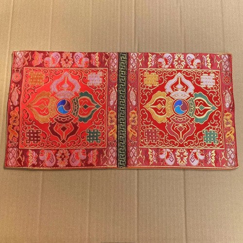 Tibetan Style Cloth Mat Embroidered With Eight Auspicious Crosses, Diamond Pestle, Bell Pestle, Tablecloth