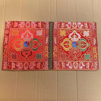 Tibetan Style Cloth Mat Embroidered With Eight Auspicious Crosses, Diamond Pestle, Bell Pestle, Tablecloth