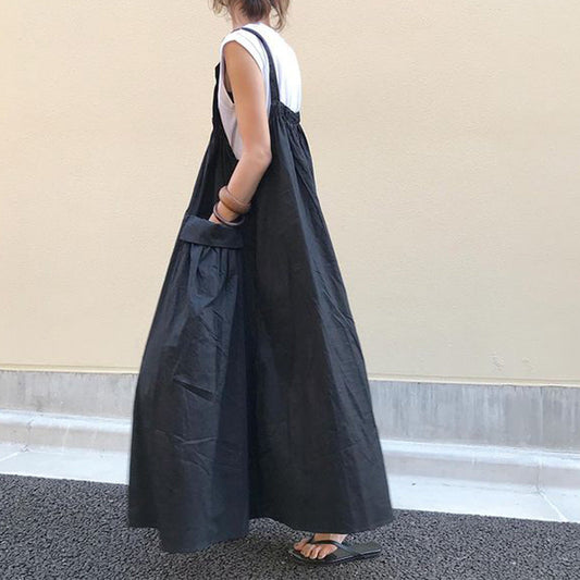 Spot  Skirt Suit In Mid-Summer Long Big Pocket Knee-Length Aging Pocket Cute Japanese Bib Skirt