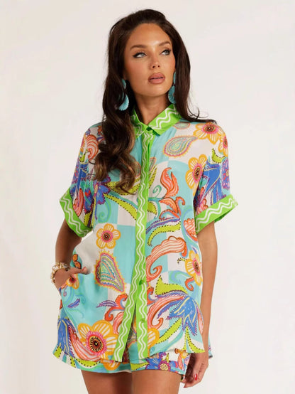 Linen Casual Stylish Shirt and Shorts Set