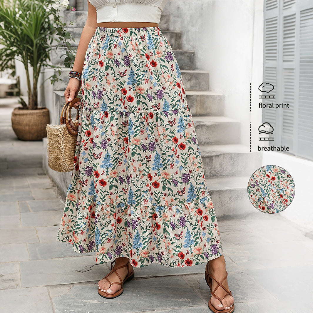 Floral Print Maxi Skirt Casual Summer Dress