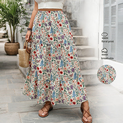 Floral Print Maxi Skirt Casual Summer Dress