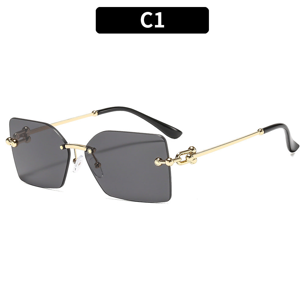 Trendy Stylish Square Metal Sunglasses UV400 Protection
