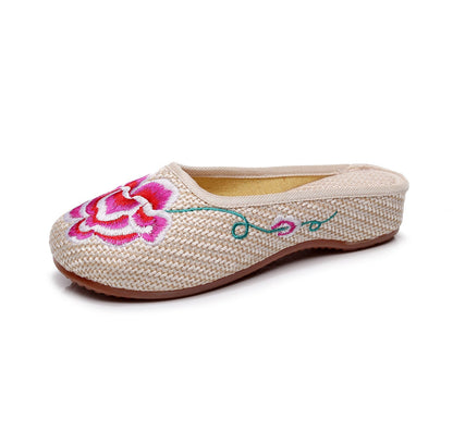 Butterfly Cloth Shoes Ladies Casual Summer Walking, Shopping Tourism, Cow Tendon Bottom Slippers