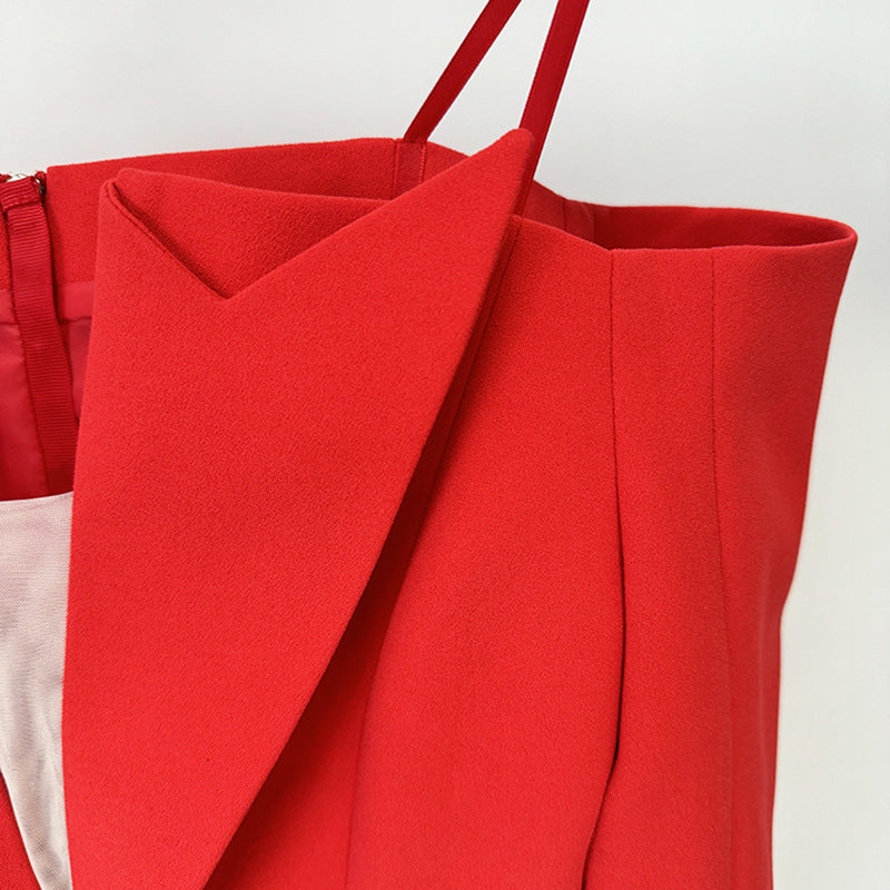 Fashionable Asymmetrical Zip Blazer With Off-The-Shoulder Design