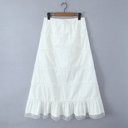 White Sweet Flounce Sleeveless Top Skirt Set