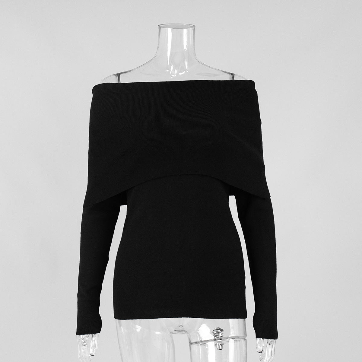 Off-Shoulder Long Sleeve Knit Top for Women