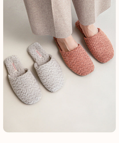 Simple Solid Color Soft Warm Plush Slippers