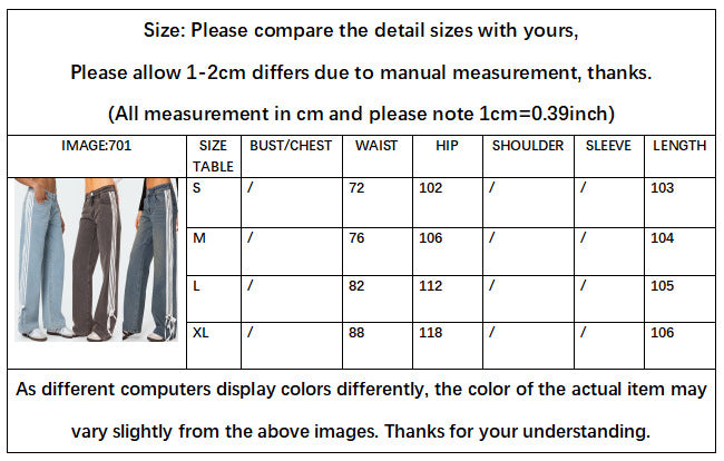 Low Collar Denim Pant Side Striped Jeans