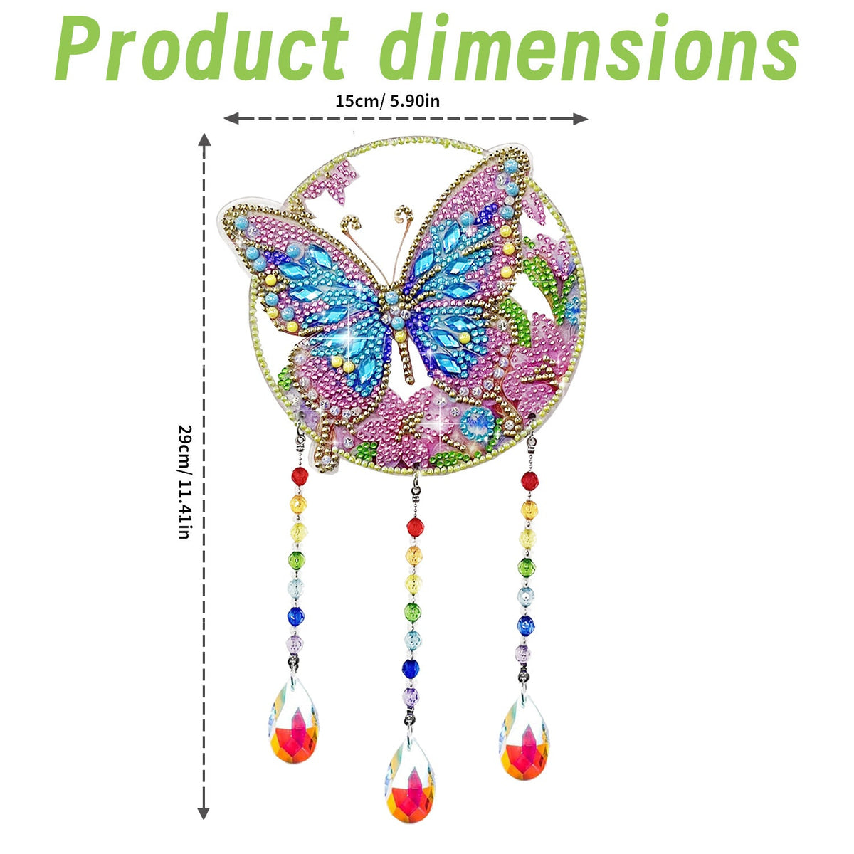 Butterfly Rhinestone Colorful Crystal Suncatcher