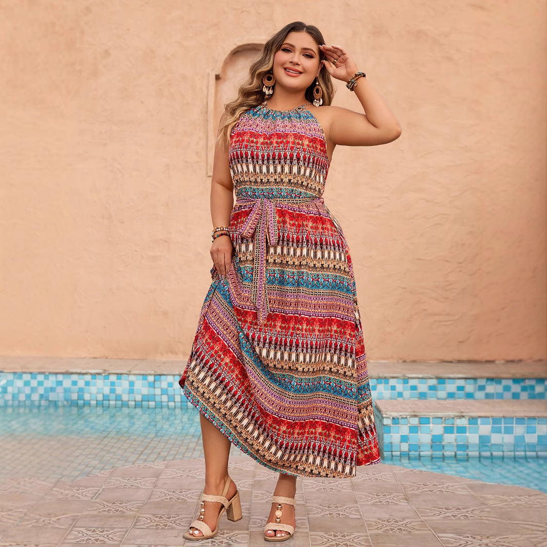 Floral Print Maxi Dress Sleeveless Boho Style