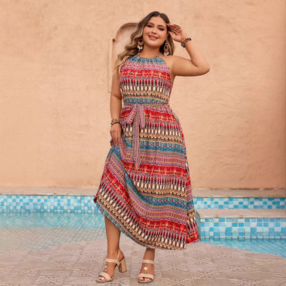 Floral Print Maxi Dress Sleeveless Boho Style