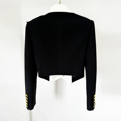 Stylish Color-Block Double-Layer Blazer Jacket