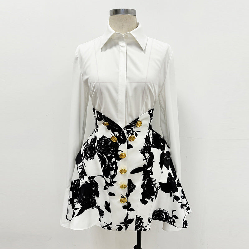 Fashion Tulip Waist Floral Print Skirt Set