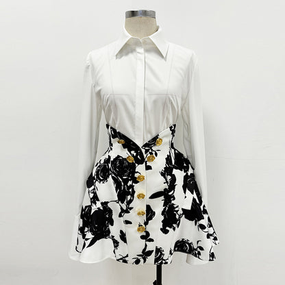 Fashion Tulip Waist Floral Print Skirt Set