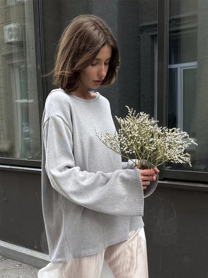 Stylish Backless Knit Sweater Cozy Casual Pullover