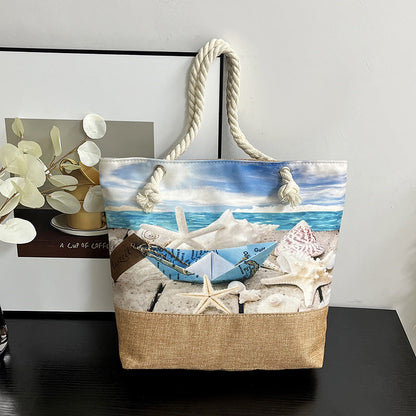 Spacious Beach Tote Bag Fashionable Travel Shoulder Bag