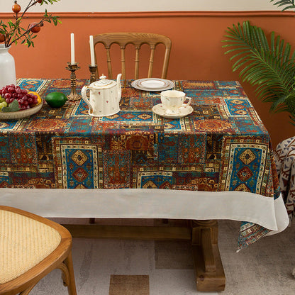 Bohemian Cotton Linen Tablecloth, Living Room, Coffee Table, Household Rectangular Dining Table, Table Mat, Dustproof Tablecloth