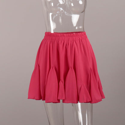 Y2K Street Style Ruffled Mini Pleated Skirt