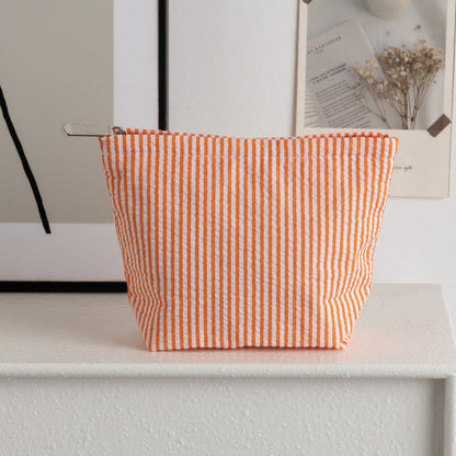 Simple Striped Color Block Makeup Bag