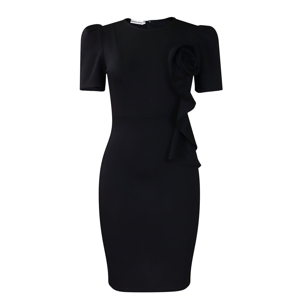 Elegant Bodycon Ruffle Sleeve Dress In Solid Color