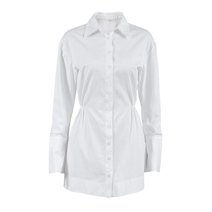 Lapel Buttons A-Line Mini Dress
