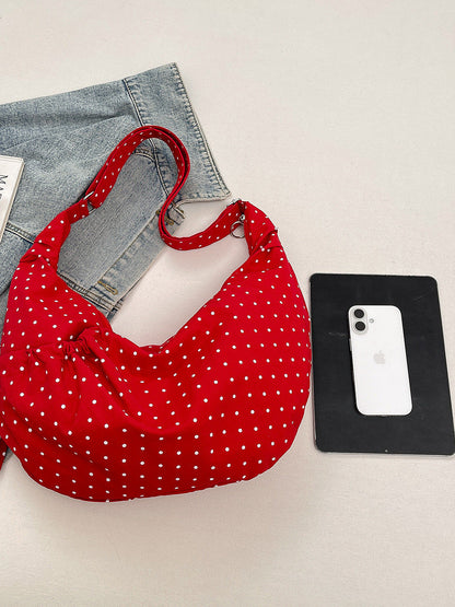 Casual Dotted Doughnut Bag Soft Canvas Shoulder Bag